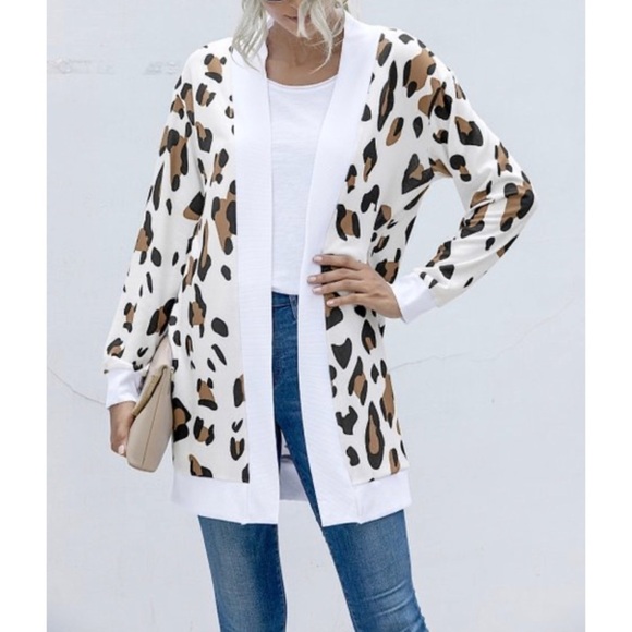 Brown Leopard Contrast-Trim Open Cardigan - Picture 4 of 4